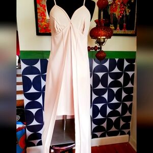 90s high low cape dress, khakie cream